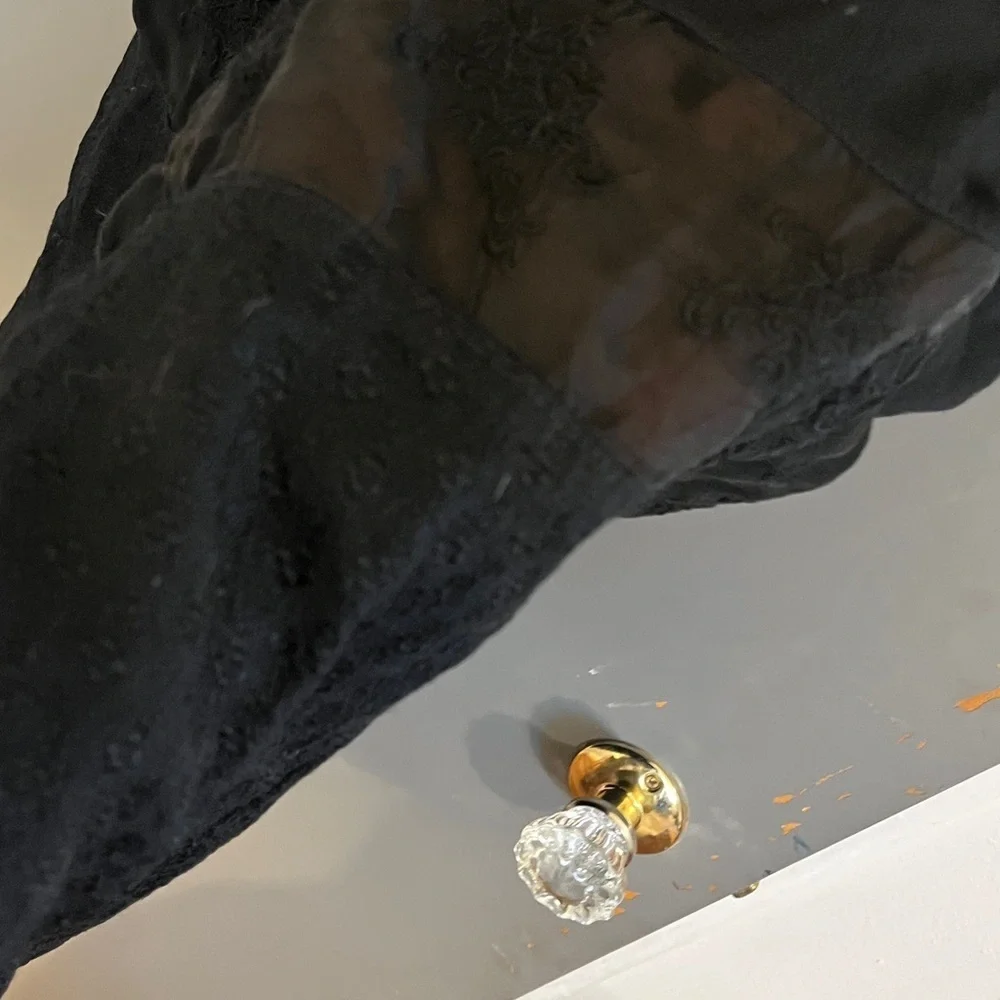 Vintage Y2K Johnny Was Black sleeveless midi dress w embroidery details xs/s - Picture 8 of 10